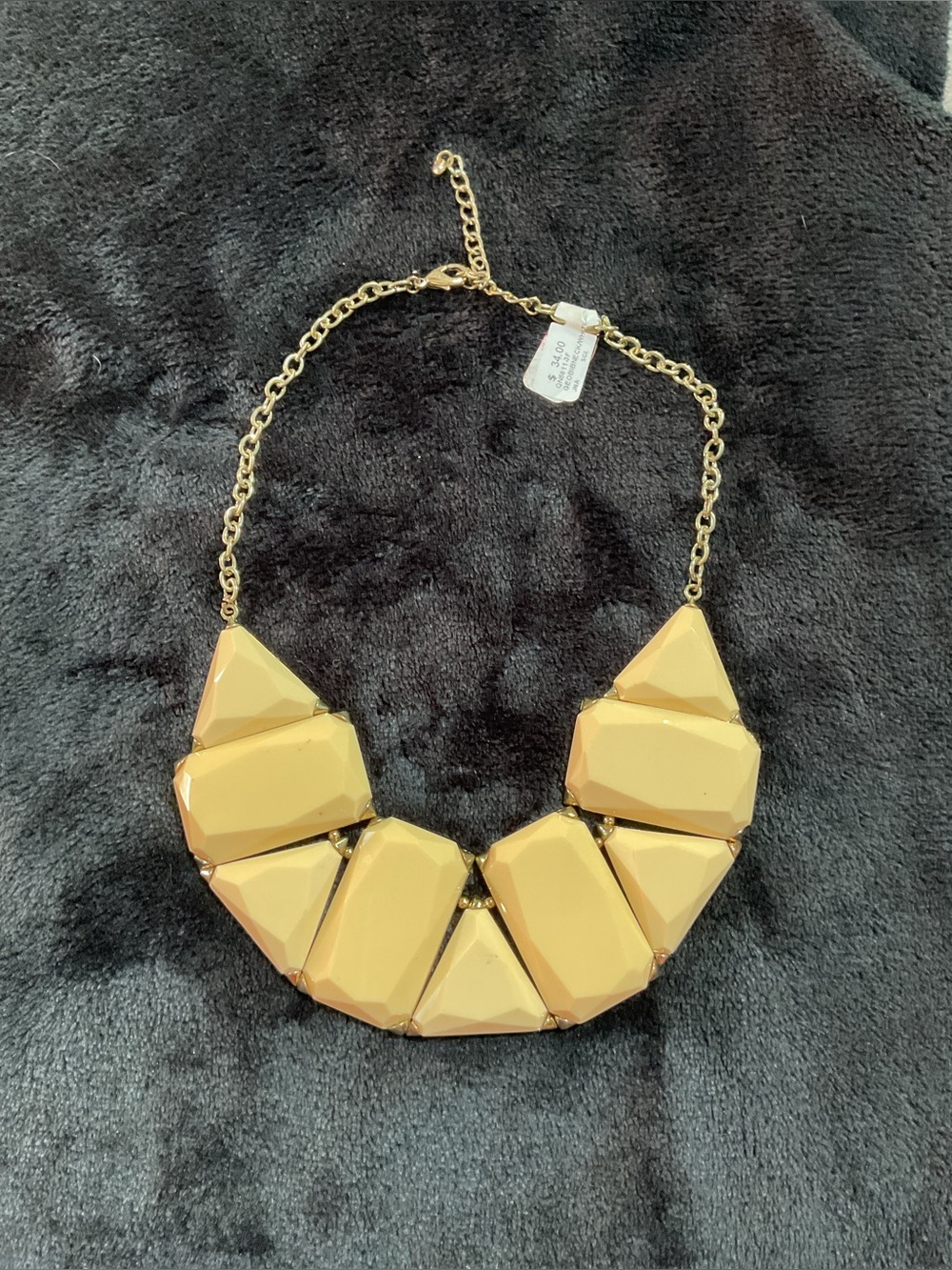 Statement Bib Necklace in Creamy Yellow with Gold Chain
